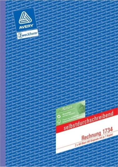 Avery Zweckform Fakturaskjema 40 Ark A4 210 X 297 Mm Dublett Karbonfri