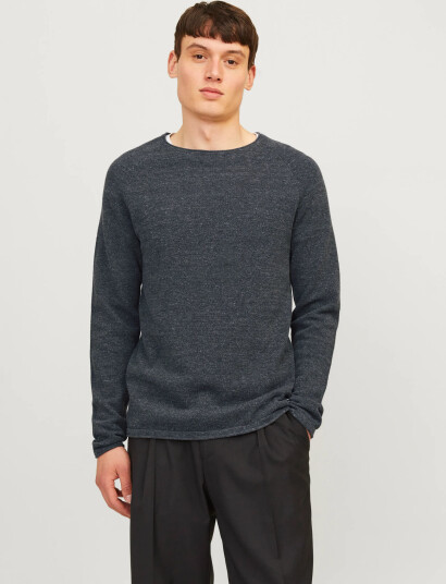 Jack & Jones Jjehill Knit Crew Neck Noos - Grey - M Jack & Jones Jjehill Knit Crew Neck Noos - Grey - M