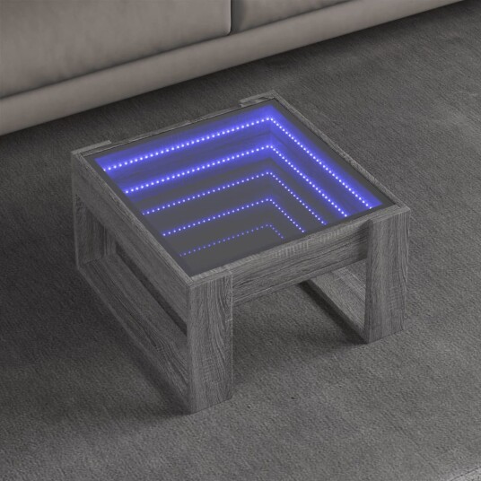  Salongbord med Infinity LED grå sonoma 50x53x30 cm 847628