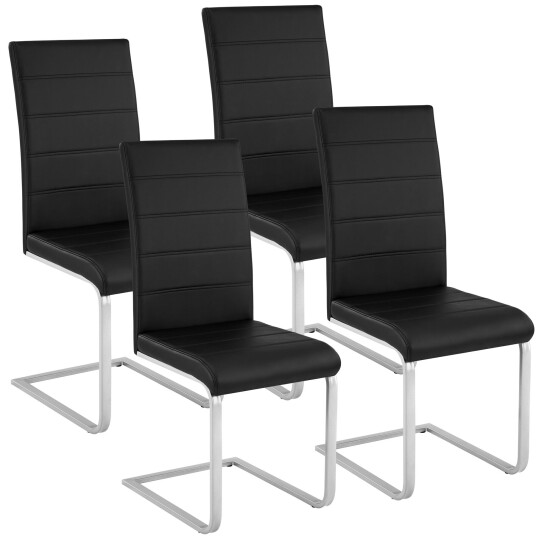 tectake 4 Spisestuestoler Bettina - svart