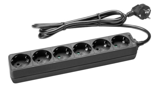 Adam Hall Strømpadde 6, Sort Finish 6-Outlet Power Strip 5m Cable Length Adam Hall Strømpadde 6, Sort Finish 6-Outlet Power Strip 5m Cable Length