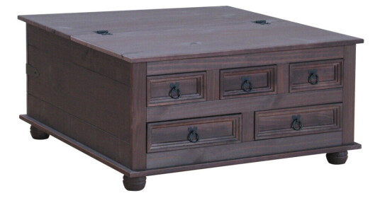 New Mexico sofabord med 5 skuffer 91x91 kolonial, beis/voks.