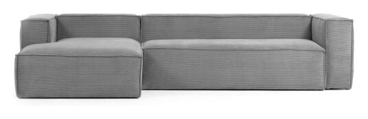Kave Home Blok 3-seter Sofa m. venstrevendt sjese - Mørk Grå Fløyel 1679537-09-300 1596046-01-0