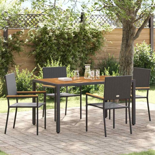 vidaXL Hage stabelstoler 4 pcs Svart og Brun vidaXL Hage stabelstoler 4 pcs Svart og Brun