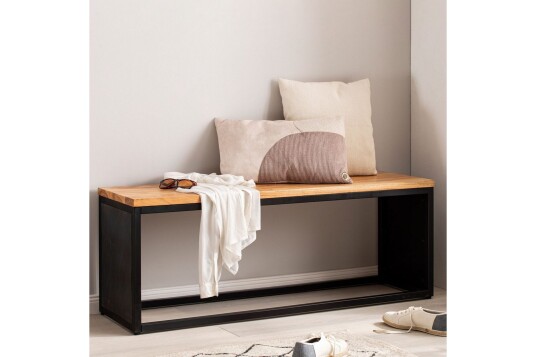 Benke Wohnling Industriell massivtre akasie sete steinlook metallramme
