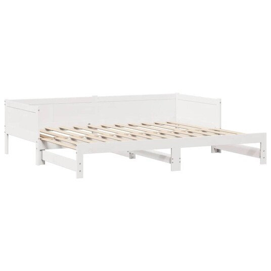 Uttrekkbar dagseng med skuffer hvit 80x200 cm heltre furu