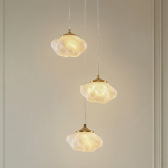 Hengelampe Lindby Piatra dimmbar Hvit Stue Glass Moderne Hvit