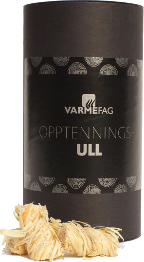 Varmefag Opptenningsull av trespon og biologisk voks Varmefag Opptenningsull av trespon og biologisk voks