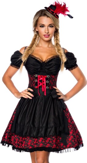 Lekker Svart og Rød Luksus Oktoberfestkjole
