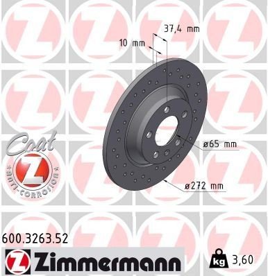 Bremseskive ZIMMERMANN 600.3263.52 Bremseskive ZIMMERMANN 600.3263.52