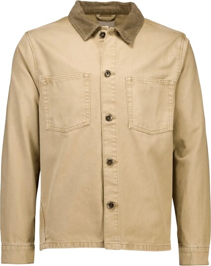 Lindbergh Corduroy Collar Twill Overshirt Beige XL