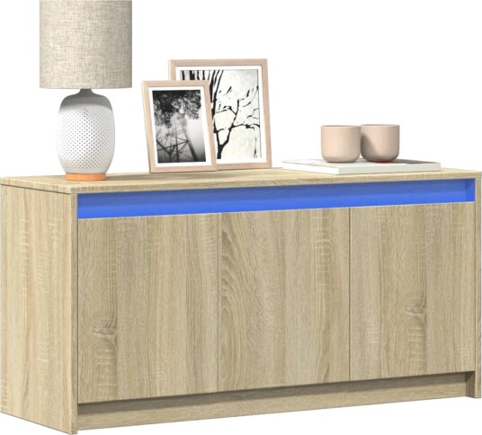 TV-benk med LED sonoma eik 100x34x50 cm konstruert tre 852210