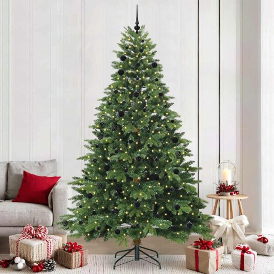  Kunstig juletre med 300 LED med stativ grønn 240 cm PE og PVC