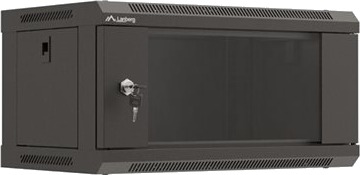 Lanberg Wf03 Series Skap 540 X 350 Flat Pack With Glass Door Veggmonterbar Svart Ral 9004 4U 19"
