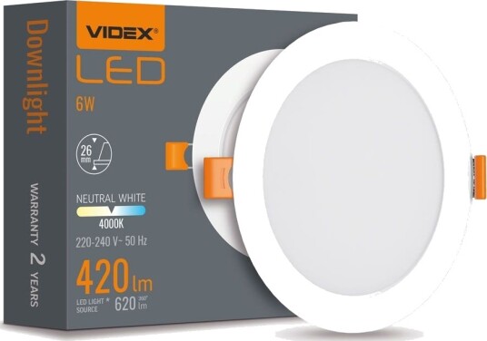 Videx 6W LED innfellingspanel 4000K 120° Hull: Ø9,5 10 cm Mål: 11,8 x 11,8 cm Kulør : Nøytral Videx 6W LED innfellingspanel 4000K 120° Hull: Ø9,5 10 cm Mål: 11,8 x 11,8 cm Kulør : Nøytral