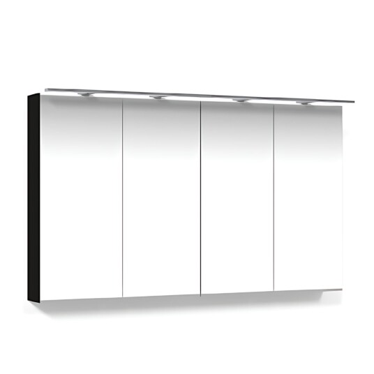 Macro Design Crown Speilskap Rampe-belysning med 4 dør Svart / 120cm Macro Design Crown Speilskap Rampe-belysning med 4 dør Svart / 120cm