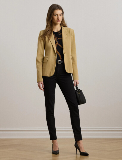 Lauren Ralph Lauren Cotton-Blend Sweater Blazer - Beige - L