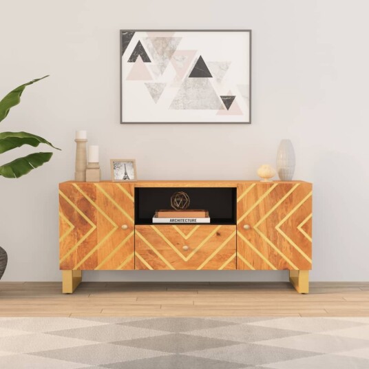 vidaXL TV-benk brun og svart 105x33,5x46 cm heltre mango 8720845422158 vidaXL TV-benk brun og svart 105x33,5x46 cm heltre mango 8720845422158
