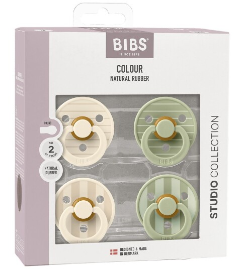 BIBS Colour Smokker 4 pack Str. 2 Ivory/Vanilla/Sage BIBS 6 18 md Smokk Grønn Hvit Rosa 62 86