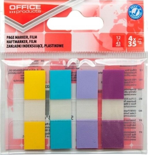 Kontorprodukter Kontorprodukter Indekseringsfaner Pp 12X43mm 4X35 Kort Anheng Blanding Av Pastellfarger