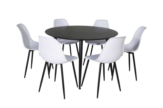 Venture Design Dipp & Polar spisegruppe Svart/hvit 6 st stoler & bord 115 cm
