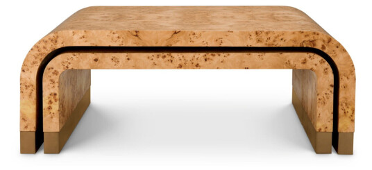 Quinton Coffee Table Light Brown Mappa Burl Set of 3 Quinton Coffee Table Light Brown Mappa Burl Set of 3