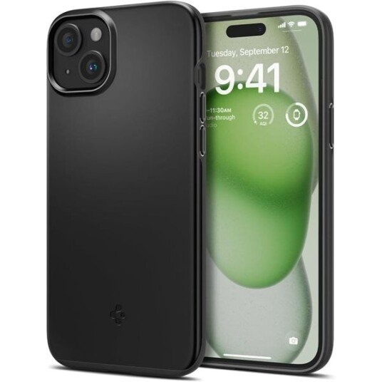 Spigen Thin Fit Mobildeksel for iPhone 15 Plus Svart TPU