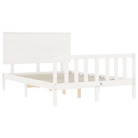 vidaXL Sengeramme med hodegavl hvit 140x200 cm heltre