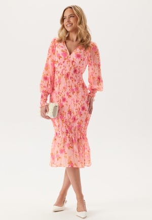 VERO MODA Vmflora Ls V-neck Calf Dress Bonbon Aop:flower M