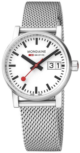 Mondaine Dameklokke MSE.30210.SM Hvit/Stål Ø30 mm