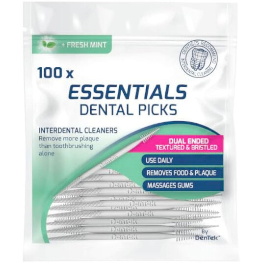 Plast Tannpirkere DenTek Essentials Dual Ended Fresh Mint 100 pcs. Plast Tannpirkere DenTek Essentials Dual Ended Fresh Mint 100 pcs.