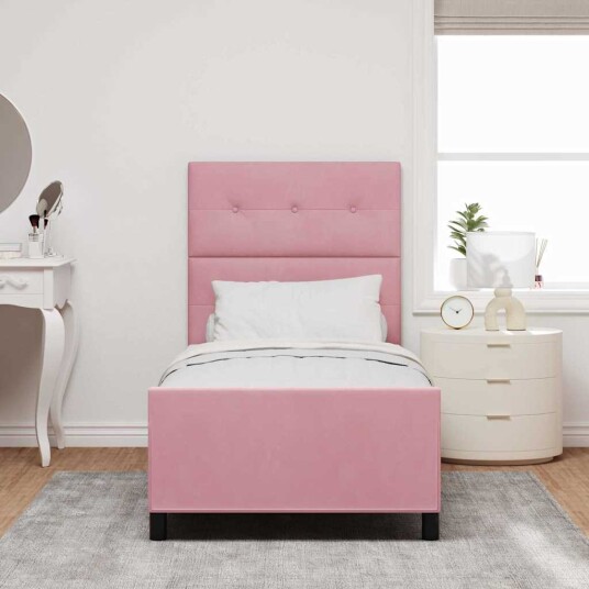 Sengramme Rosa 100x200 cm Fløyel 3344926 Sengramme Rosa 100x200 cm Fløyel 3344926