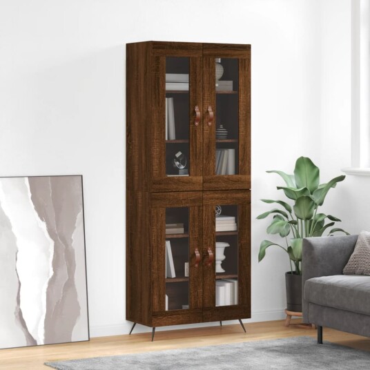 vidaXL Highboard brun eik 69,5x34x180 cm konstruert tre 8720845476786