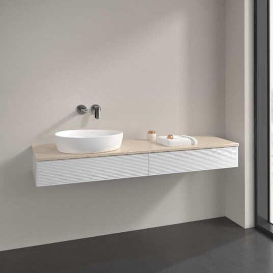 Villeroy & Boch Antao Servantskap med 2 skuffer 160x50x19 cm m/lys Hvit Blank/Crème Villeroy & Boch Antao Servantskap med 2 skuffer 160x50x19 cm m/lys Hvit Blank/Crème
