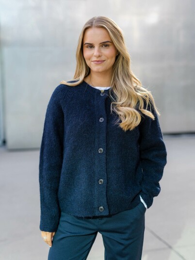 Selected Femme Lulu Long Sleeve Knit Short Cardigan Blå XXL