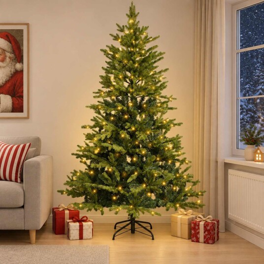 vidaXL Kunstig sammensatt juletre 120 cm 150 LED-lys Varmhvit