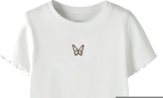 Name It T skjorte Rib NmfVivemma Bright White/Sløyfe Name It 1 år (80) T skjorte Hvit