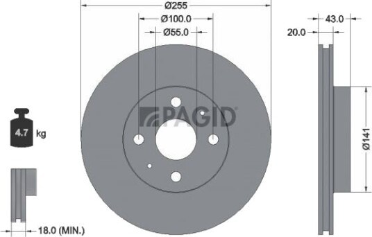PAGID 54156NC Bremseskive PAGID 54156NC Bremseskive