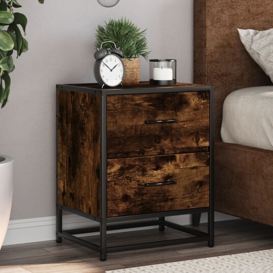 Nattbord 2 stk røkt eik 40x31x50 cm konstruert tre 8721102837388 Nattbord 2 stk røkt eik 40x31x50 cm konstruert tre 8721102837388