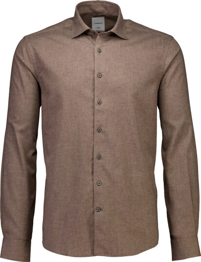 Lindbergh Black 1927: Cashmere Touch Soft Collar Shirt Wf L/S Brown L