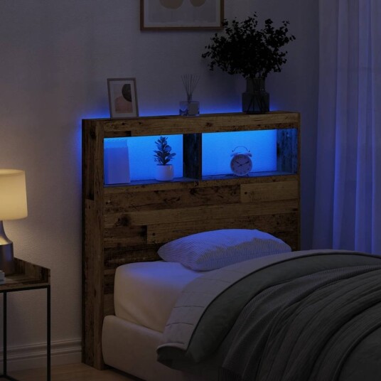 Hodegavl skap med LED gammelt tre 100x17x102 cm Hodegavl skap med LED gammelt tre 100x17x102 cm