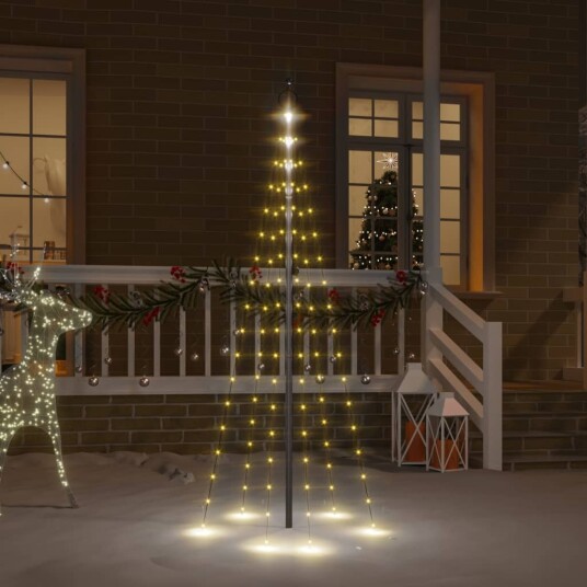 vidaXL Juletre på flaggstang 108 LED varmhvit 180 cm