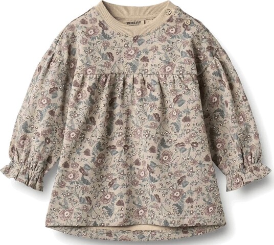 Wheat Sweat Dress L/S Lilja SOFT SAND FLOWERS 68