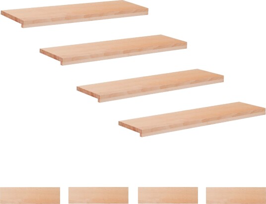 vidaXL Trappetrinn 8 stk. 100 x 25 x 2 cm Naturlig Massiv bøketre