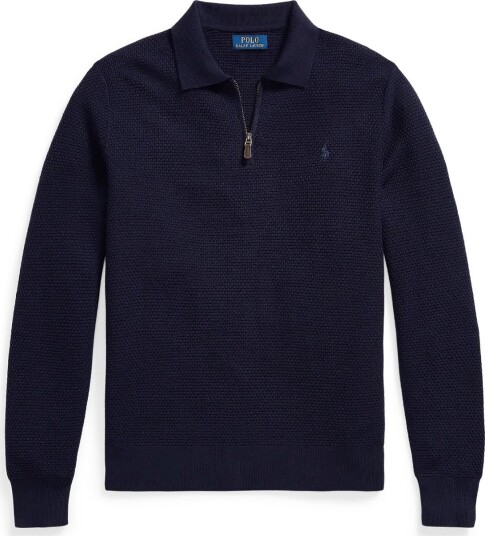 Polo Ralph Lauren Washable Wool Polo Collar Sweater   HUNTER NAVY   L