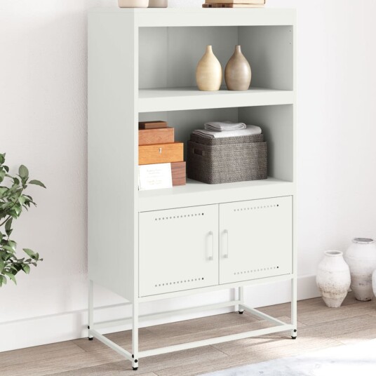  Highboard hvit 68,5x38,5x123,5 cm stål