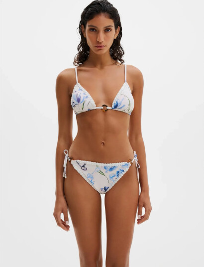 Malina Roselyn Crochet Trimmed Bikini Bottom Blue XS
