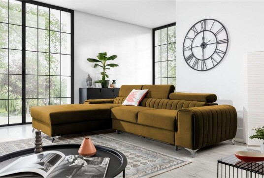 Seksjonssofa Eltap Grayson 278x205x92 cm Nube 45 Gul Venstre