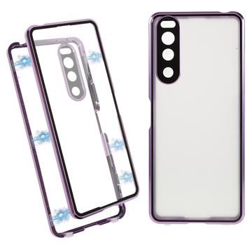 Sony Xperia 5 IV Magnetic Deksel med Herdet Glass Bakbeskytter Lilla