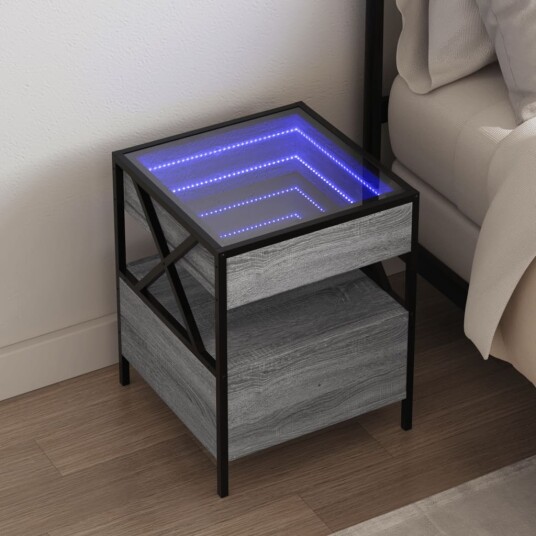  Salongbord med Infinity LED grå sonoma 40x40x51 cm 3284104